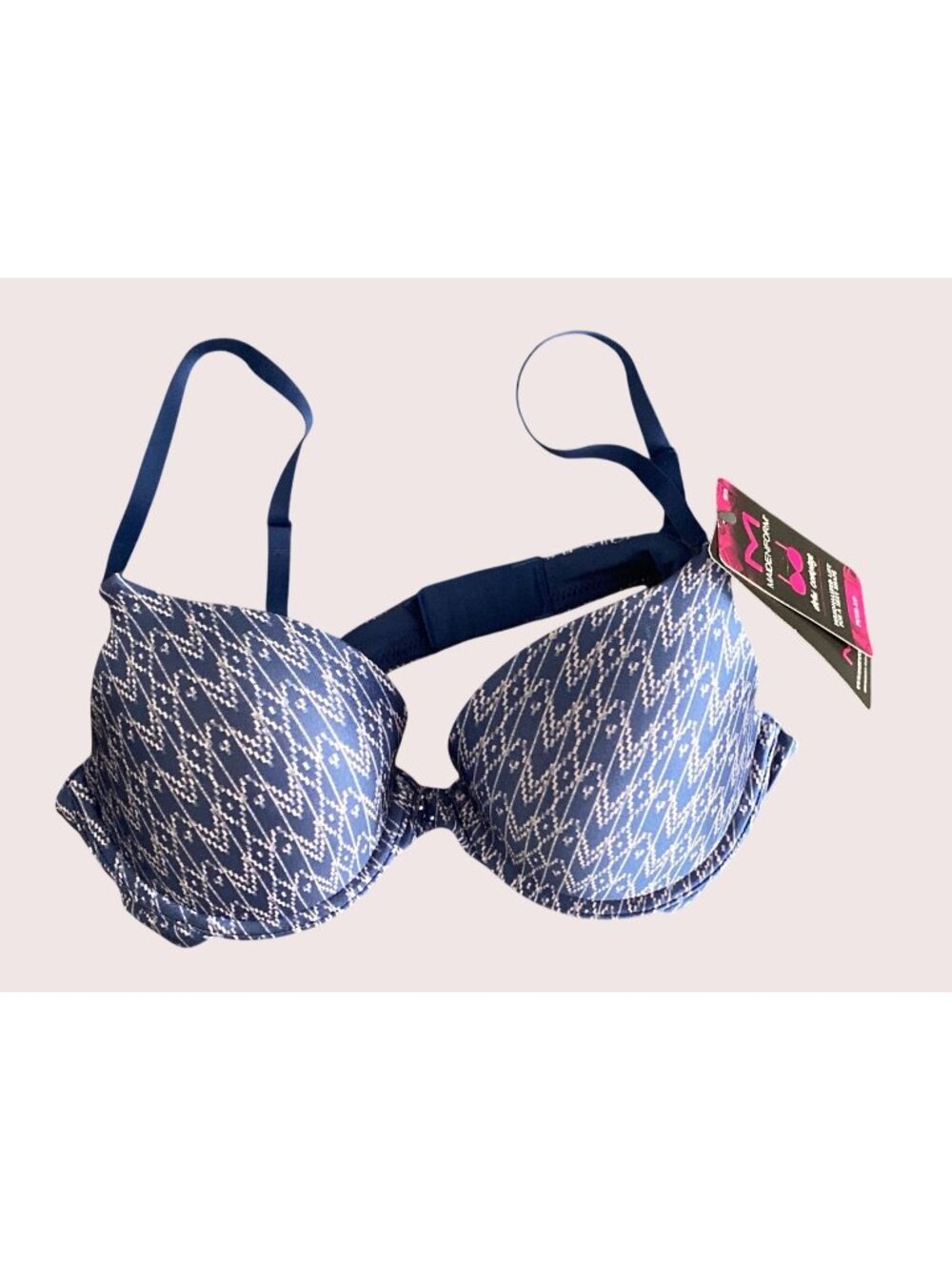 Maidenform Women 36B Bra  09729 Demi Coverage PushUp Blue Underwire Padded NWT